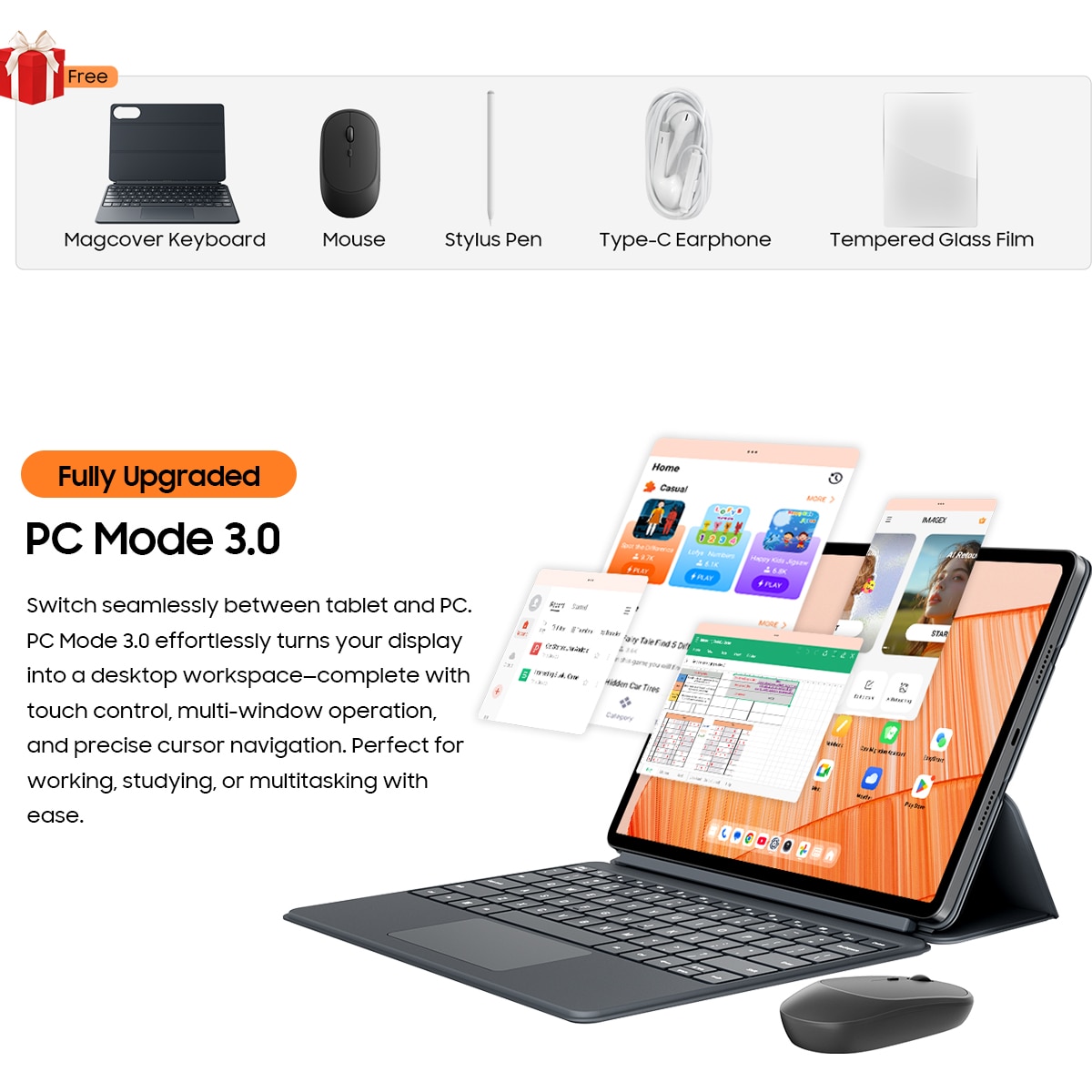Tableta Blackview MEGA 12,12.2inch QFHD+ IPS,120Hz,5G Ai Android 16,24GB+256GB(TF 2TB),10000mAh,50MP, Cu tastatura, Dual SIMS, BT 5.3/IP69K,4 × Box Speakers, negru