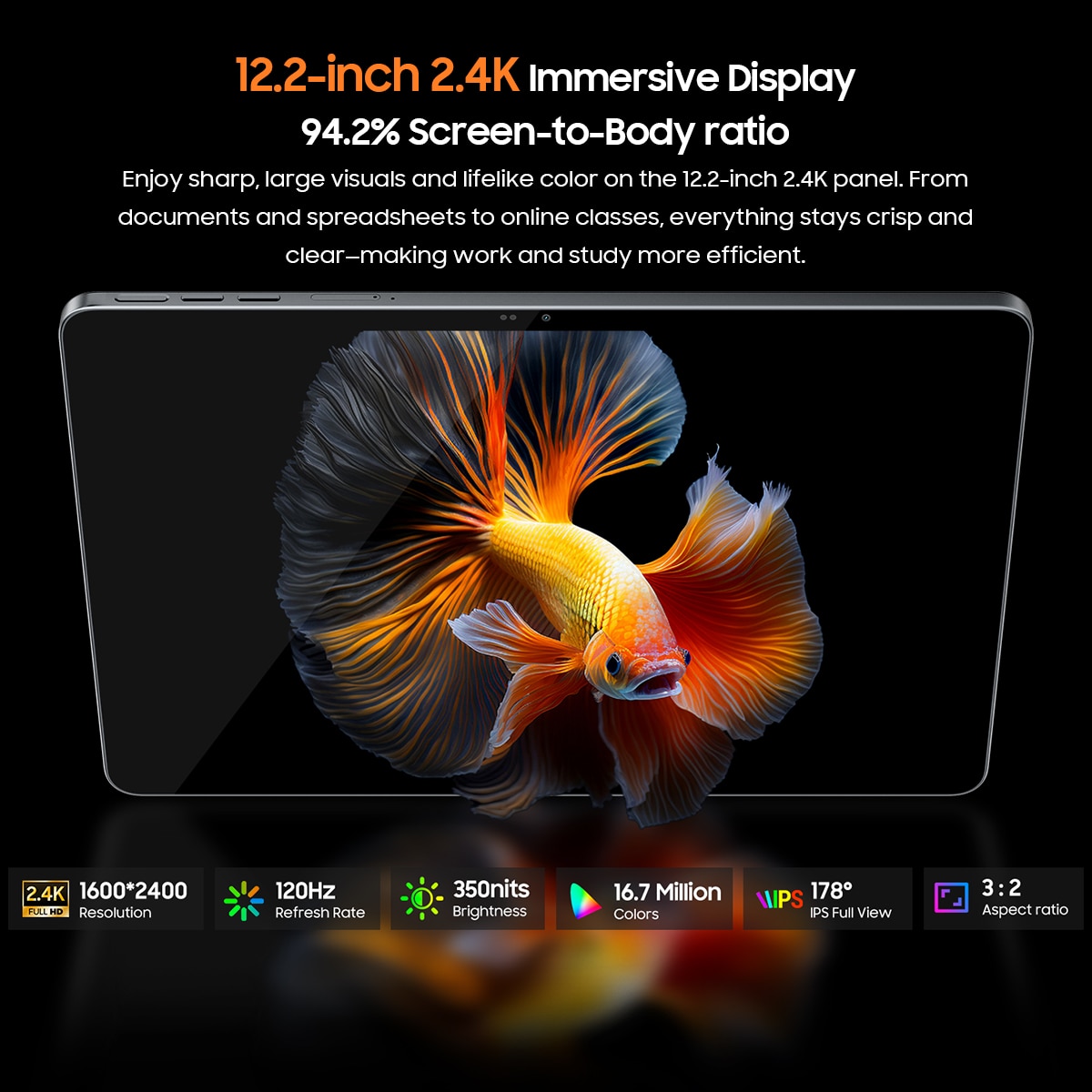 Tableta Blackview MEGA 12,12.2inch QFHD+ IPS,120Hz,5G Ai Android 16,24GB+256GB(TF 2TB),10000mAh,50MP, Cu tastatura, Dual SIMS, BT 5.3/IP69K,4 × Box Speakers, negru