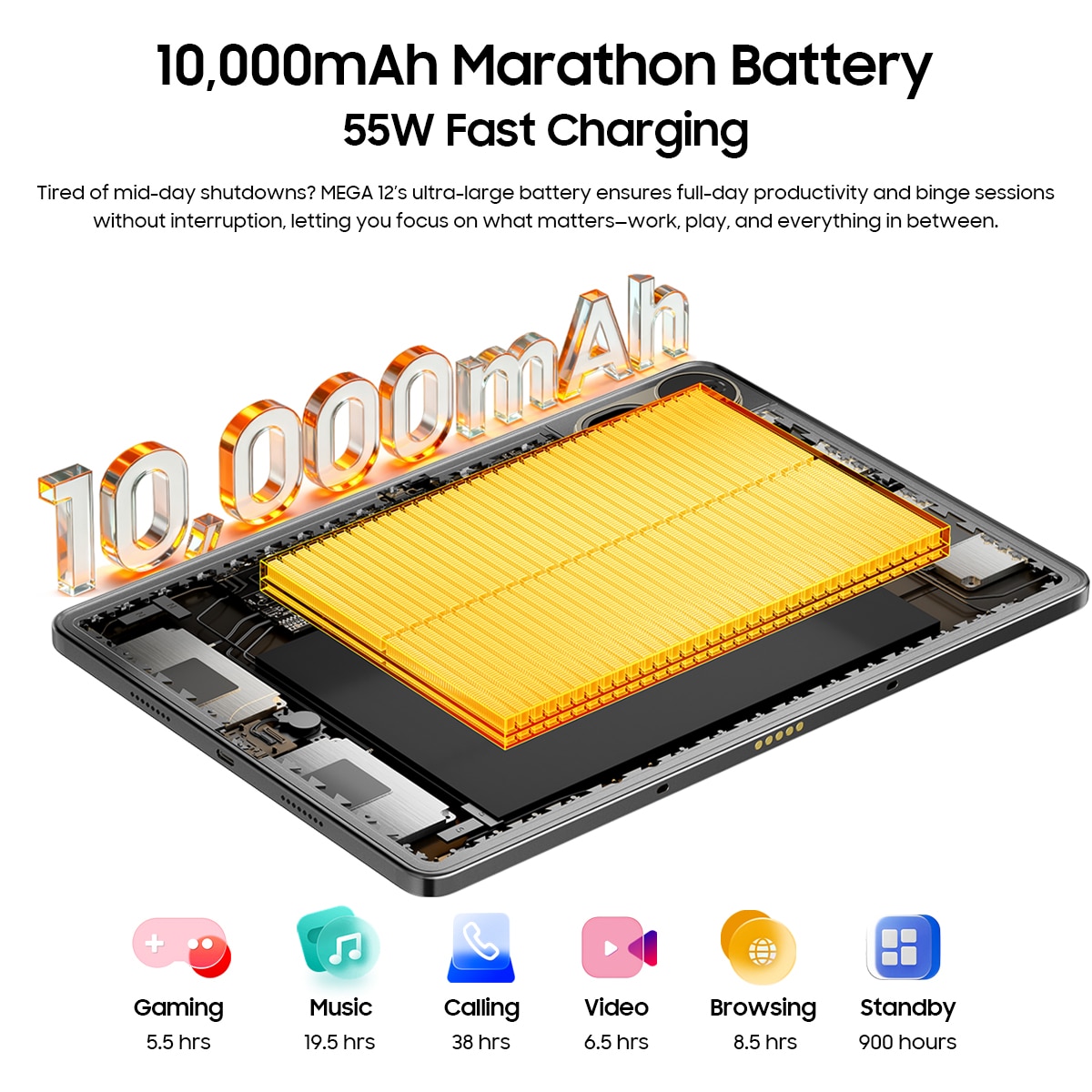 Tableta Blackview MEGA 12,12.2inch QFHD+ IPS,120Hz,5G Ai Android 16,24GB+256GB(TF 2TB),10000mAh,50MP, Cu tastatura, Dual SIMS, BT 5.3/IP69K,4 × Box Speakers, negru