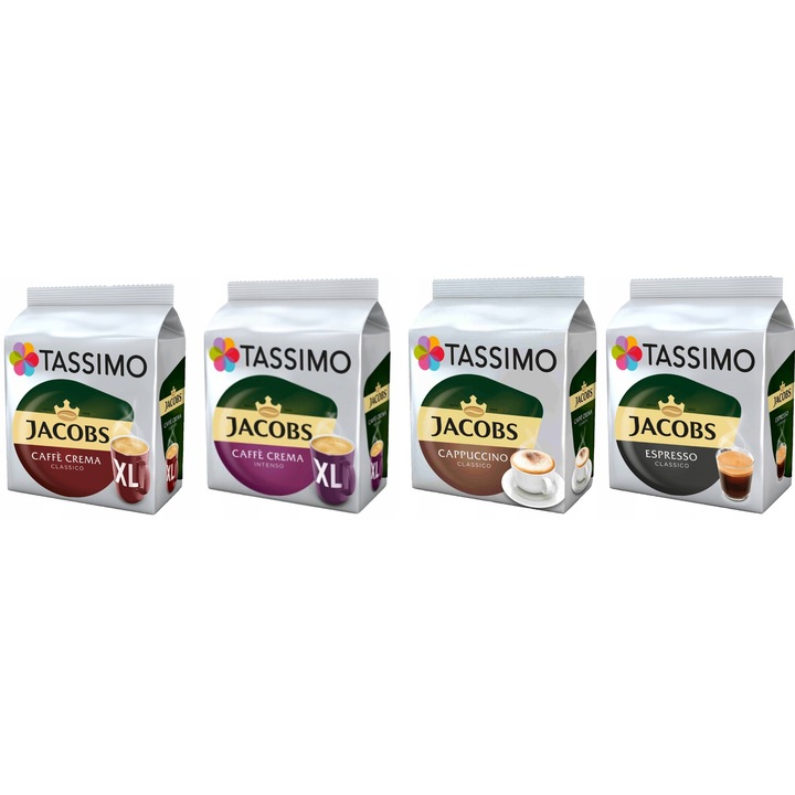 Комплект капсули кафе Tchibo Tassimo Espresso Caffe Crema, 56 бр., смес Арабика и Робуста, многоцветен