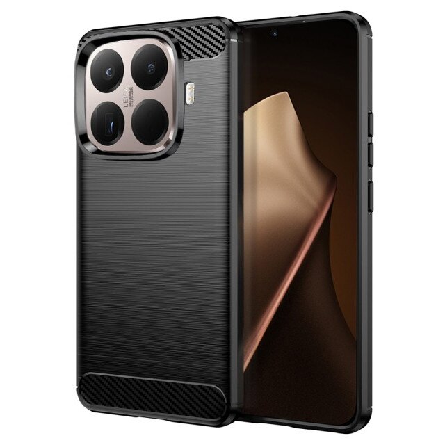 Husa Spate Upzz® Carbon Pro, Compatibila Cu Xiaomi 15T Pro, Protectie Perfecta, Silicon, Negru