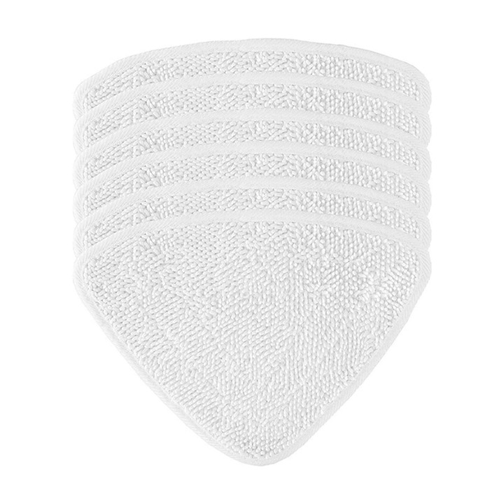 Set de 6 Lavete Mop SUPER TRENDS, Compatibile Vileda Steam, Microfibra, Alb, 32x23,5 cm