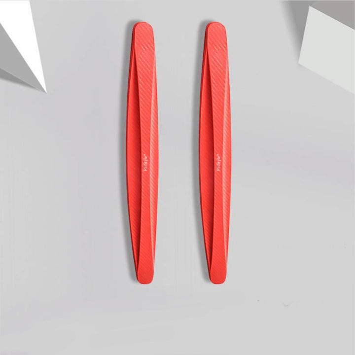 Set 2 Amortizoare Bara Auto sau Usa Masina, Universale, Se aplica Usor cu Adezivul 3M Incorporat, Aspect Carbon, Protectie Anti-Zgarieturi Vopsea si Tabla la Impact Usor pentru Bara Fata/Spate, 40x5.5cm, Rosii, PriStyle®