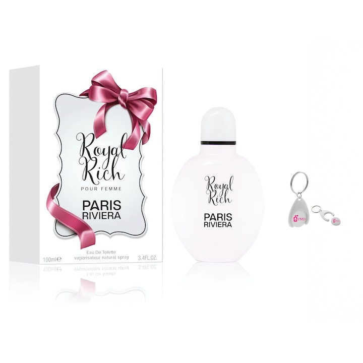 Royal Rich Eau de Toilette szett, Paris Riviera, nőknek, 100ml, személyre szabott „PMD” kulcstartóval