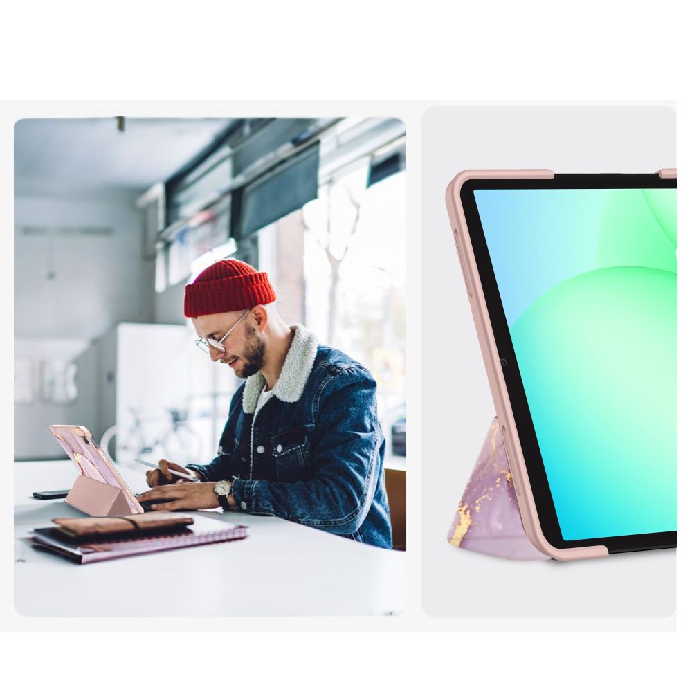 Husa Tech-Protect SmartCase compatibila cu Samsung Galaxy Tab A9 Plus / A11 Plus (X210 / X215 / X216 / X230 / X235 / X236) 11 inch, Marble