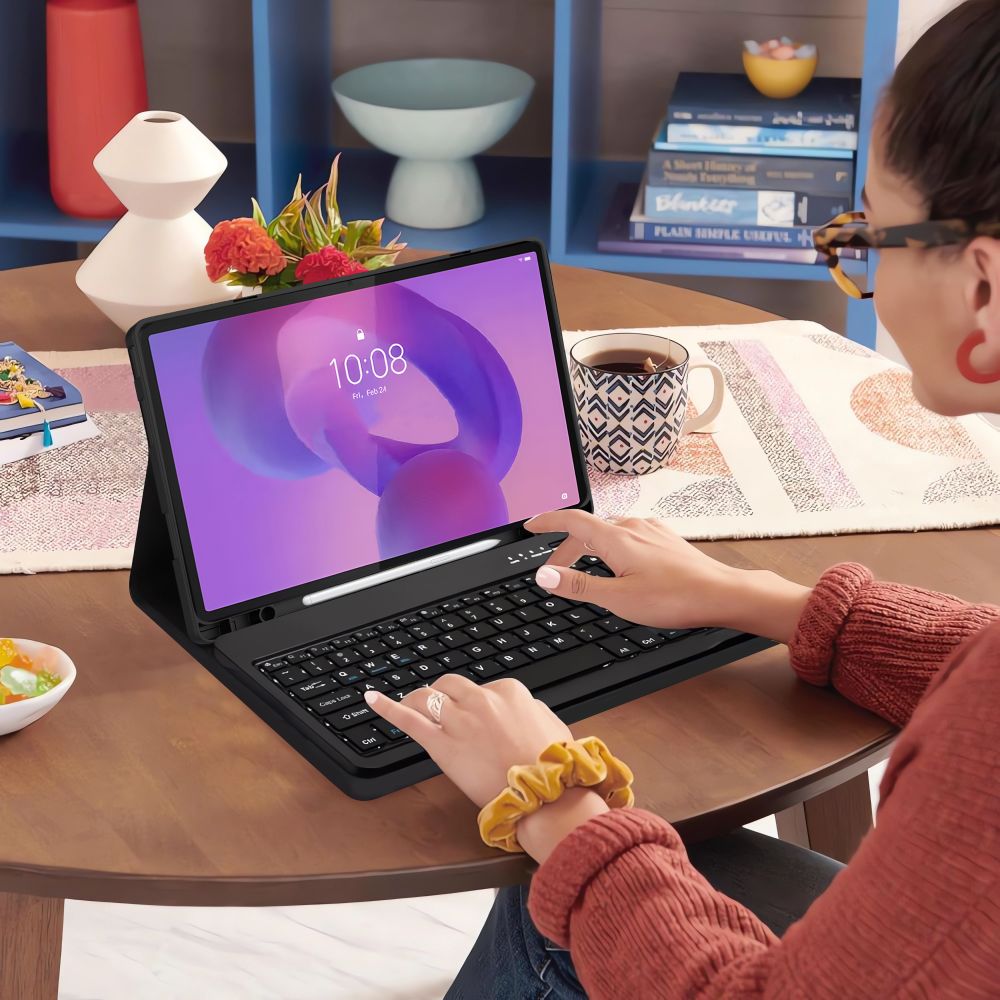 Husa Tech-Protect SmartCase Pen cu tastatura compatibila cu Lenovo Idea Tab Plus 12.1 inch, Negru