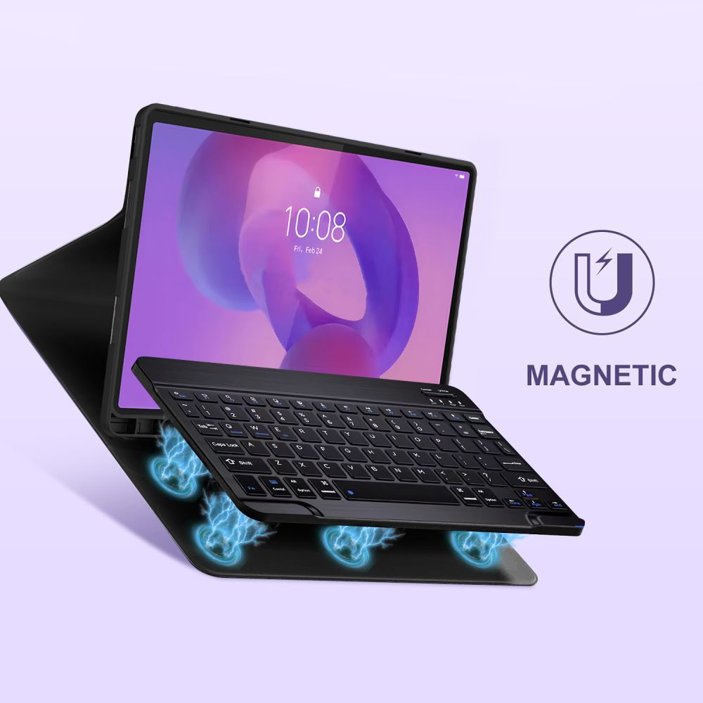 Husa Tech-Protect SmartCase Pen cu tastatura compatibila cu Lenovo Idea Tab Plus 12.1 inch, Negru