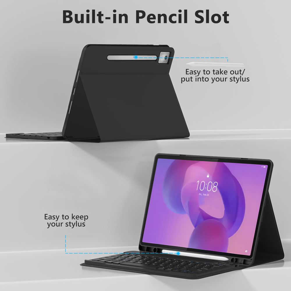 Husa Tech-Protect SmartCase Pen cu tastatura compatibila cu Lenovo Idea Tab Pro 12.7 inch, Negru