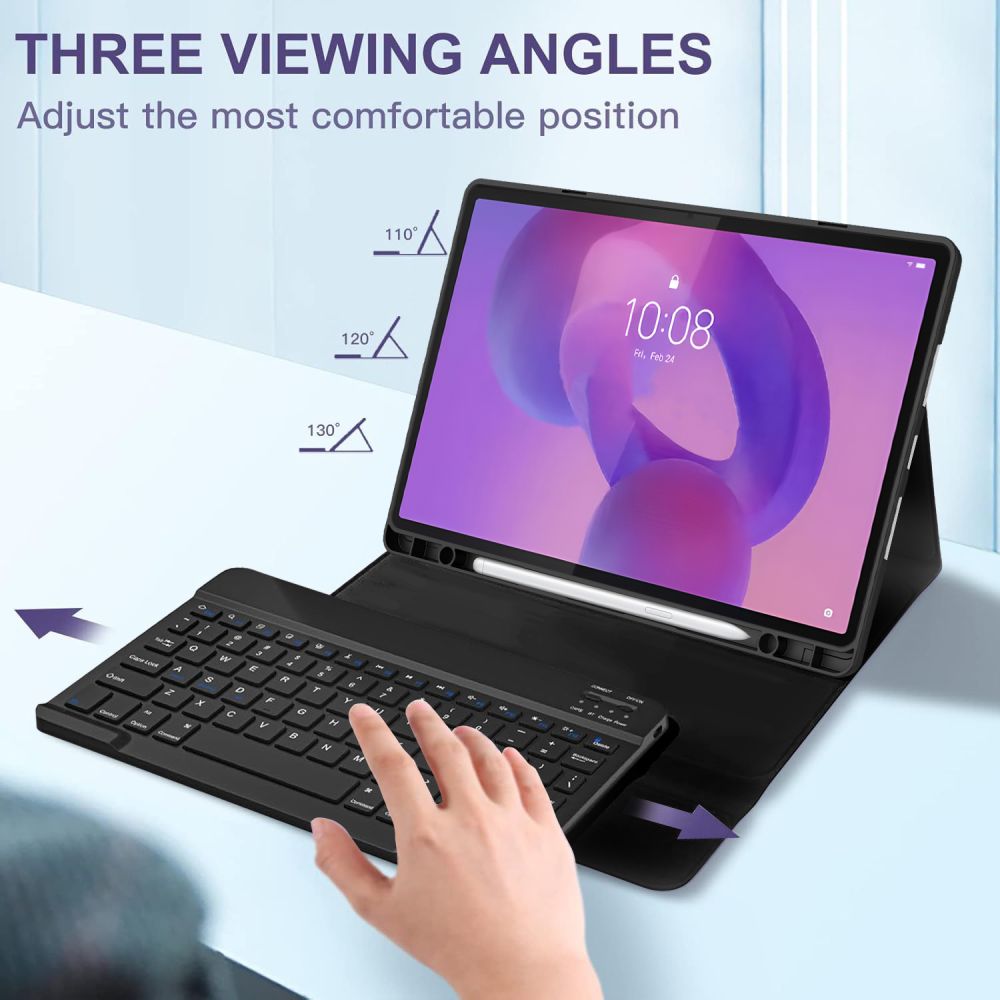 Husa Tech-Protect SmartCase Pen cu tastatura compatibila cu Lenovo Idea Tab Plus 12.1 inch, Negru