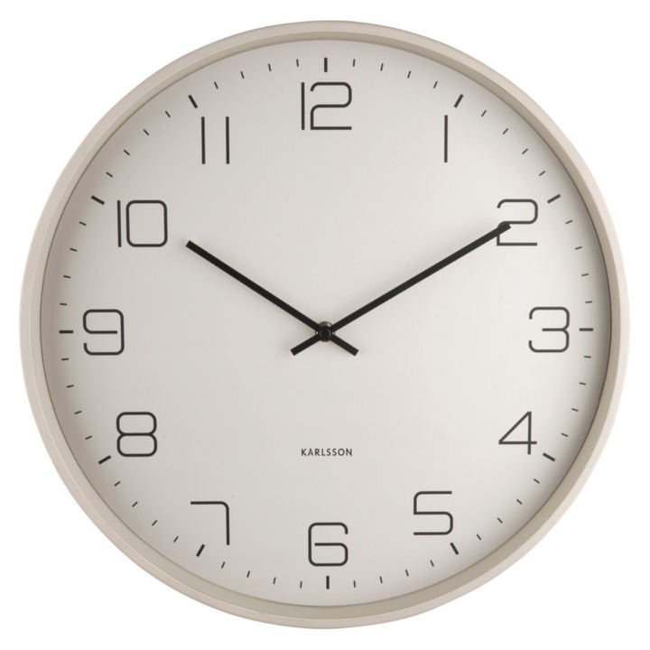 Ceas de perete LOFTY, 40cm, gri, mecanism silentios, design minimalist