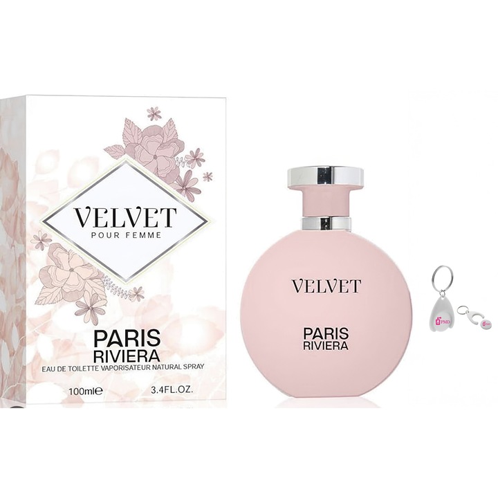 Velvet Eau de Toilette szett, Paris Riviera, Nőknek, 100ml, személyre szabott "PMD" kulcstartóval