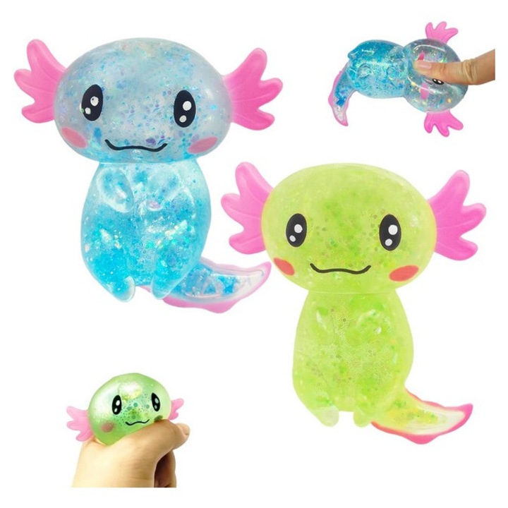 Set 2 jucarii pufoase pentru ameliorarea stresului cu sclipici, multicolor