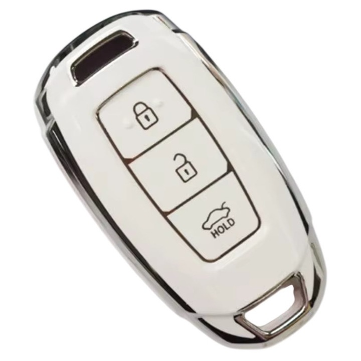 Husa pentru cheie Hyundai Creta II 2022 Kona I30 Ix25 Elantra 2017 Solaris Veloster Accent Azera Grandeur Ix35 Santa Fe alb