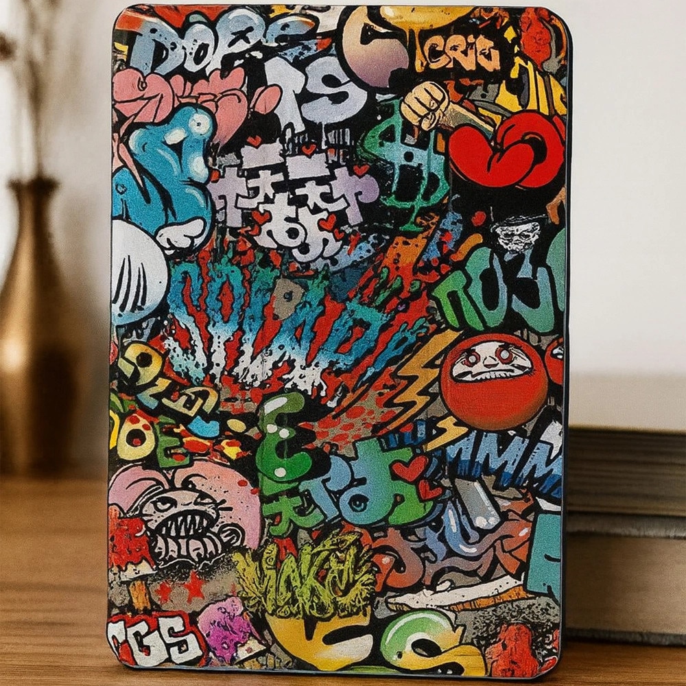 Husa tableta Strado, etui cu clapa, compatibila cu Lenovo Tab 10.1", multicolor, functie Smart Cover, suport ajustabil