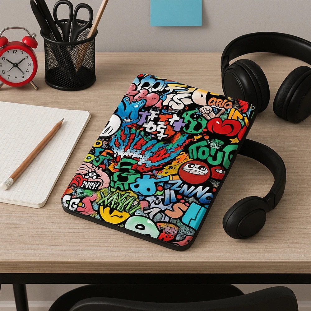 Husa tableta Strado, etui cu clapa, compatibila cu Lenovo Tab 10.1", multicolor, functie Smart Cover, suport ajustabil