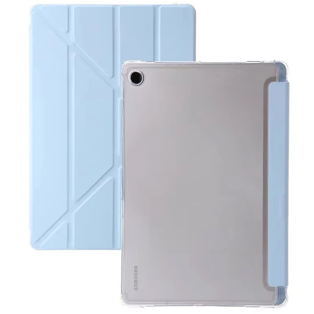 Husa tableta Strado Clear Trifold, compatibila cu Samsung Galaxy Tab S6 Lite 22/24, albastra, functie Smart Wake/Sleep, suport ajustabil