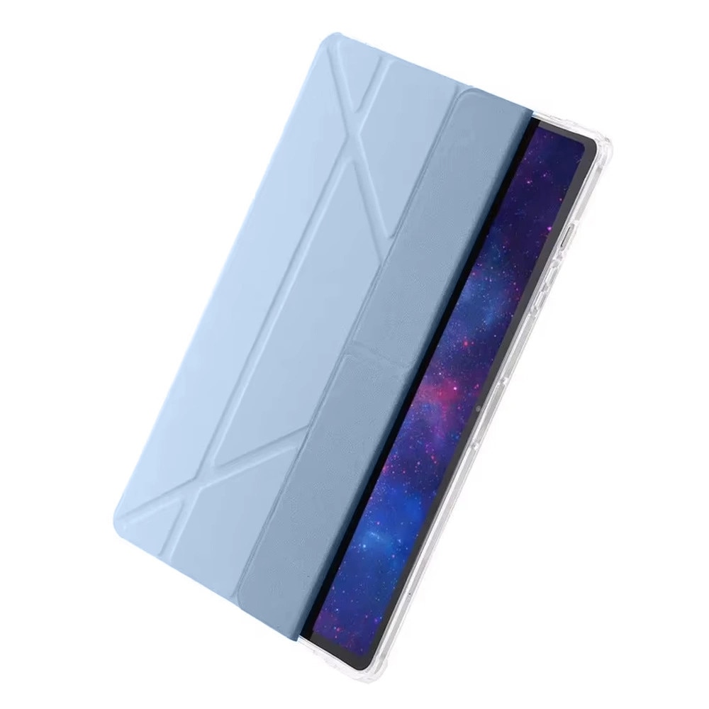 Husa tableta Strado Clear Trifold, compatibila cu Samsung Galaxy Tab S6 Lite 22/24, albastra, functie Smart Wake/Sleep, suport ajustabil