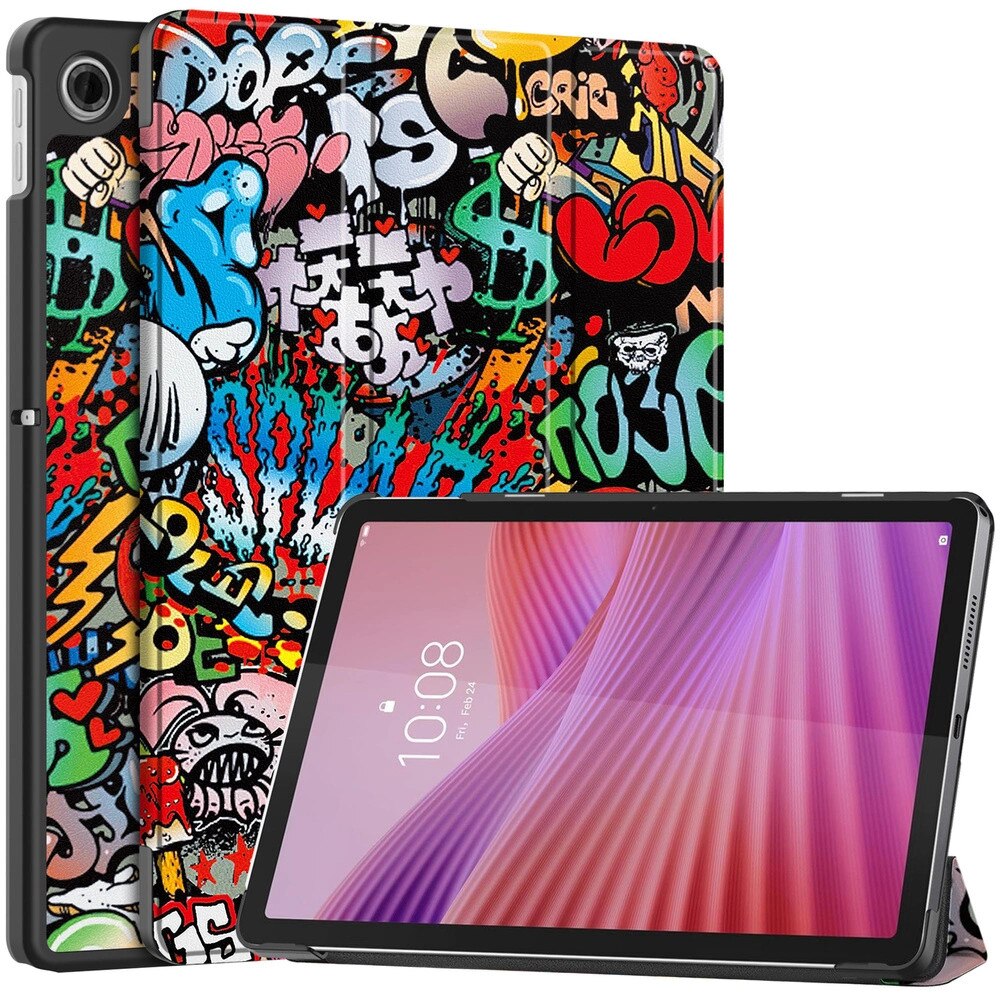 Husa tableta Strado, etui cu clapa, compatibila cu Lenovo Tab 10.1", multicolor, functie Smart Cover, suport ajustabil