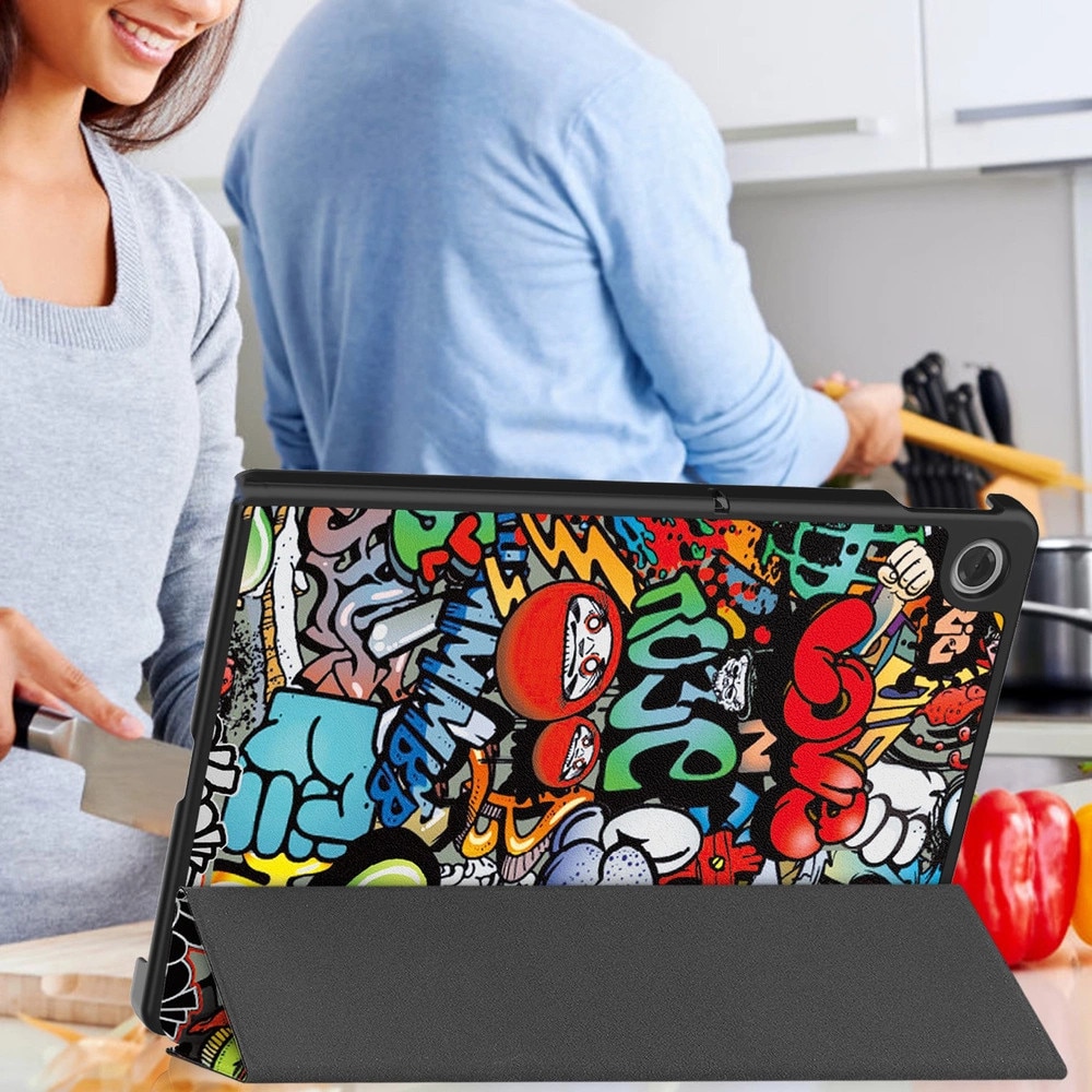 Husa tableta Strado, etui cu clapa, compatibila cu Lenovo Tab 10.1", multicolor, functie Smart Cover, suport ajustabil