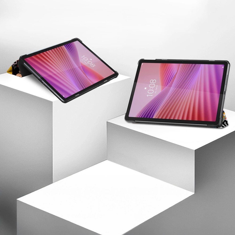 Husa tableta Strado, etui cu clapa, compatibila cu Lenovo Tab 10.1", multicolor, functie Smart Cover, suport ajustabil