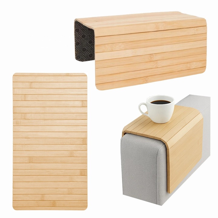 Covoras din bambus pentru suport de brat, Strado, 44x24cm, design minimalist, protectie pentru mobila