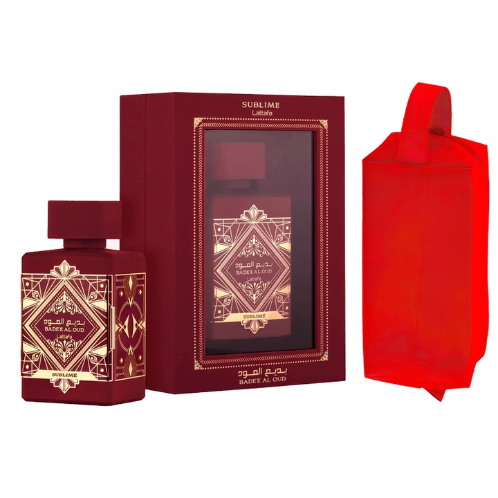 Set parfum Lattafa Badee Al Oud Sublime 100ml, parfum Arabesc, Femei, Gentuta cosmetice