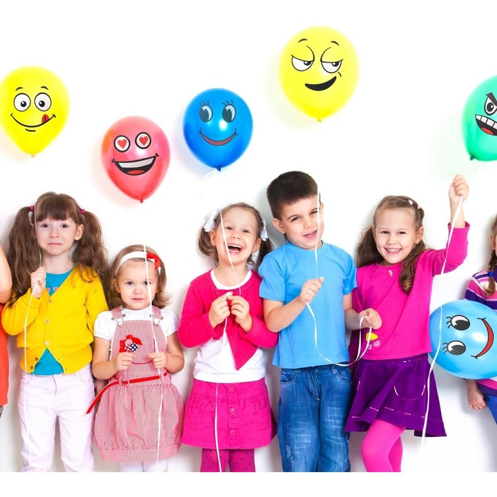 Set 10 Baloane, Southern Sky, Model Emoji, din Latex, 25 cm, Multicolor