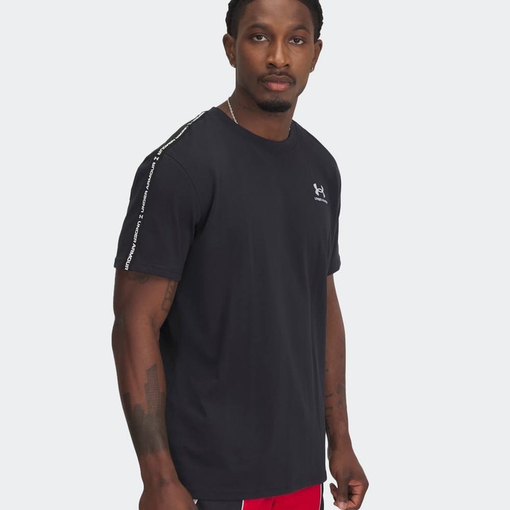 Tricou barbati, Under Armour, Icon HWT Tee Taping, negru, bumbac/poliester, 4XL INTL