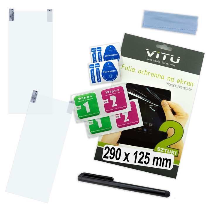 Folie de protectie pentru tableta, eBook, VITU, 2 bucati, 290x125 mm 12,4"