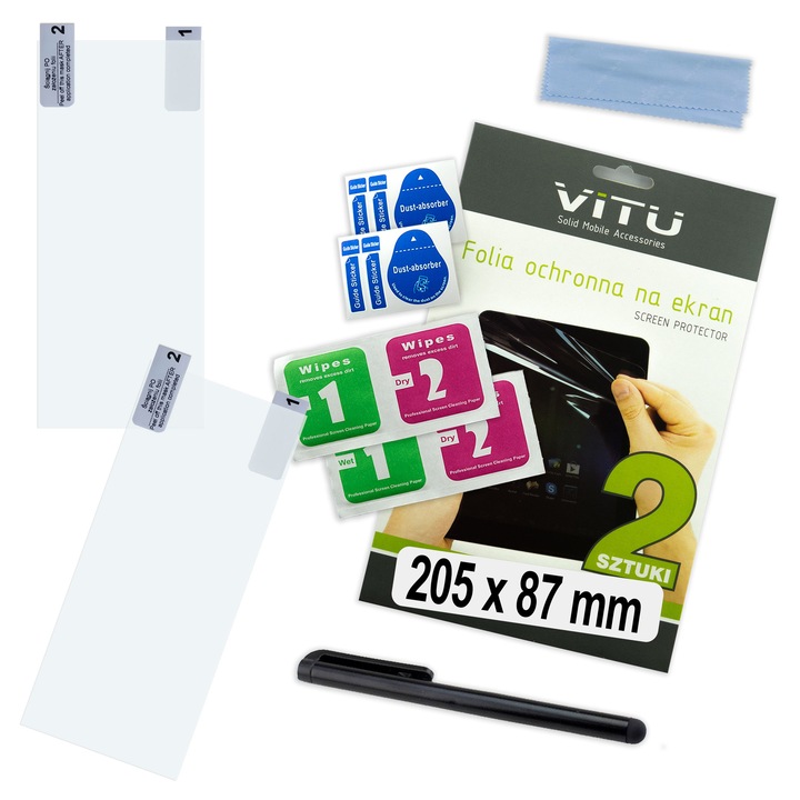 Folie de protectie VITU, pentru tableta si eBook, 2 bucati, 205x87mm, 8,8 inch, policarbonat