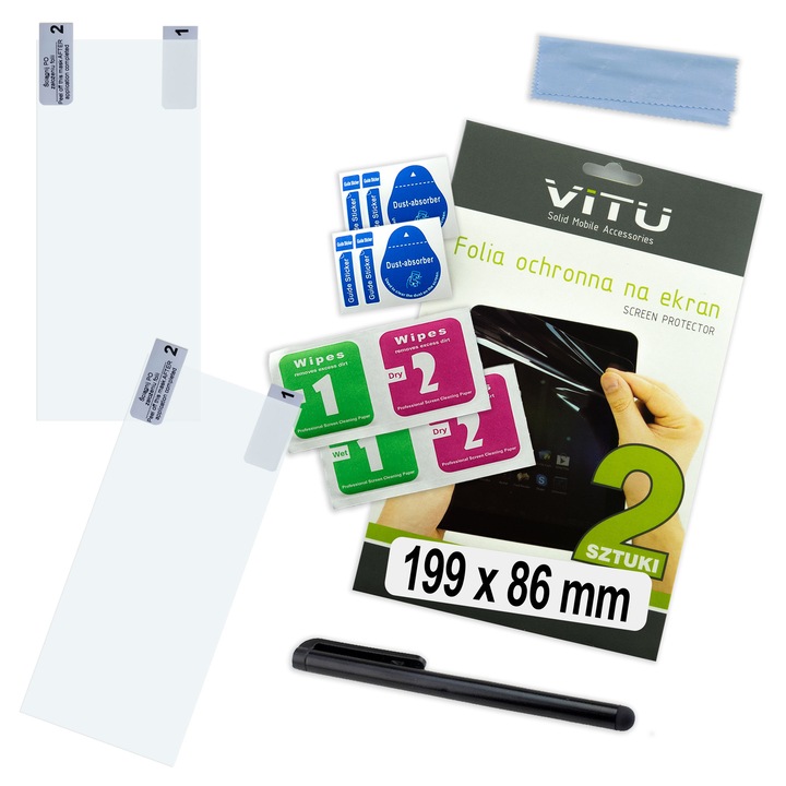 Folie protectie universala VITU pentru tablete, 2 bucati, 199x86mm, 8,5 inch, transparenta