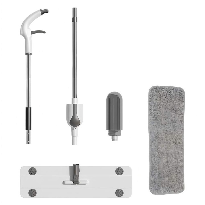 Set mop cu pulverizator, alb, rotire 360°, design detasabil, dimensiuni 40x13x125cm