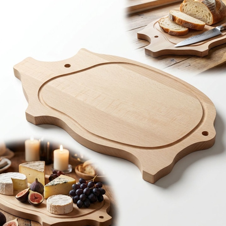 Placa din lemn de fag in forma de porc, brut, 40x24x1,5cm, pentru decoupage si bricolaj