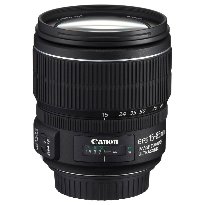 Obiectiv Canon EF-S 15-85 mm f/3,5-5,6 IS USM, 9,17x6,42x4,17 cm, general recondiționat