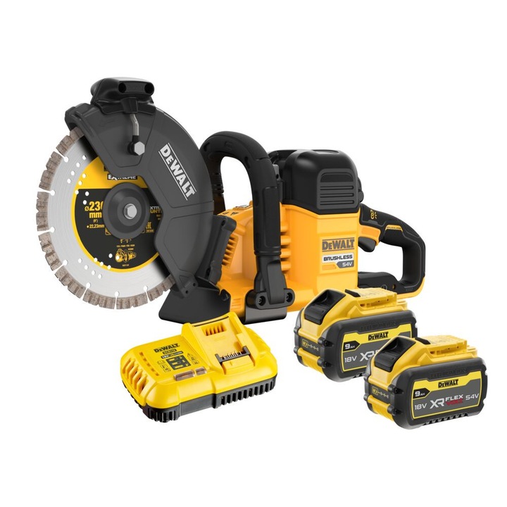 Fierastrau electric DeWalt DCS691, 54V, 230mm, 2 acumulatori 9.0Ah, adancime taiere 83mm, greutate 6.0kg