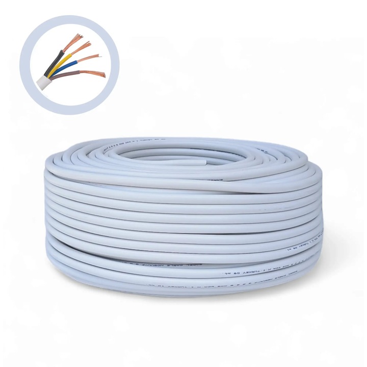 Cablu electric Premium 4x4 mm², 50 m, alb, MYYM - CCA / H05VV-F, tensiune 300/500V - COBI SMART®