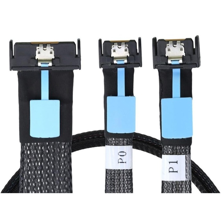 Кабел PCI-E 5.0 MCIO 1->2 MCIO 4x 74-пинов / 38-пинов 0,5 м