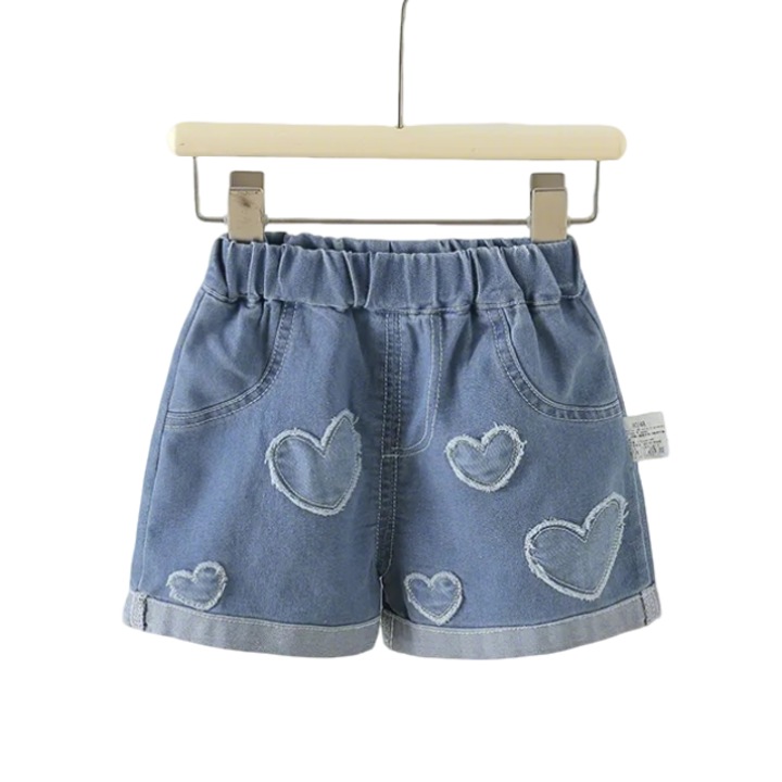Pantaloni scurti inimioare, albastru, Albastru deschis