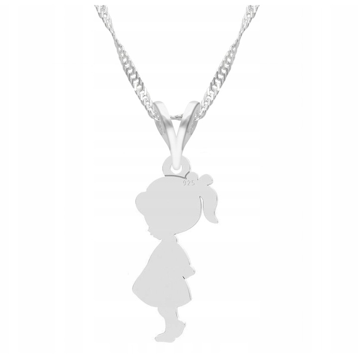 Colier argintiu Larezo, 47cm + 3cm, design fetita, anti-alergic, 925