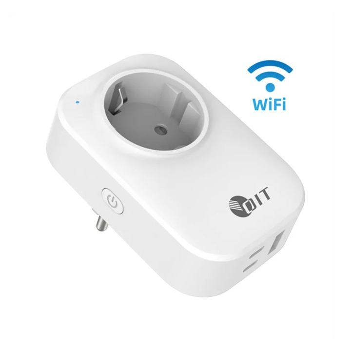 Priza inteligenta SMARTPLUG EA9 WiFi, 16A, 3680W, control Tuya, compatibila Google Assistant / Alexa, culoare alba - COBI SMART®