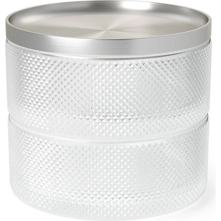 Caseta bijuterii suprapusa Tesora Umbra, sticla, crom, 2 compartimente, 1 tavita, 462938