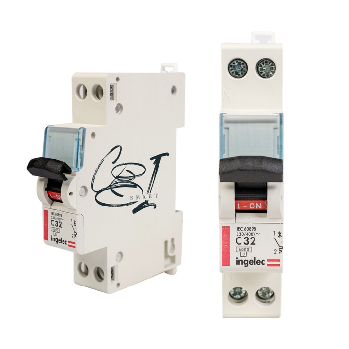 Siguranta automata miniatural (MCB), tip C, 1P+N, 4.5kA, latime 1 modul, 32A, sarma cupru - COBI SMART®