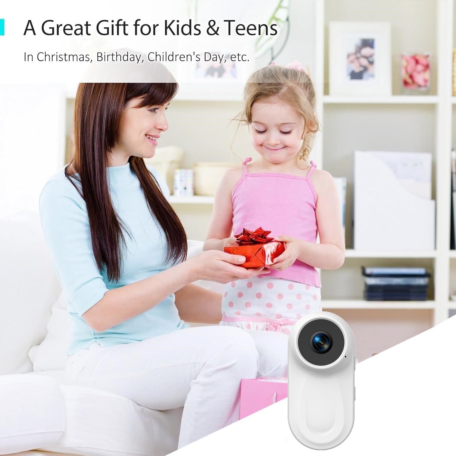 Camera video sport 1080P Ultra HD, alb, rezistenta la apa, 65x32x22mm ...