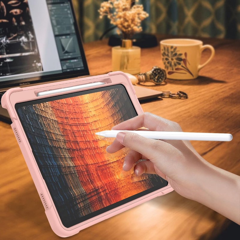 Husa Sigloo pentru iPad Air 13 (2025/2024 M3/M2), 13", Folie de sticla 9H, Suport Pliabil, Design Robust, Roz