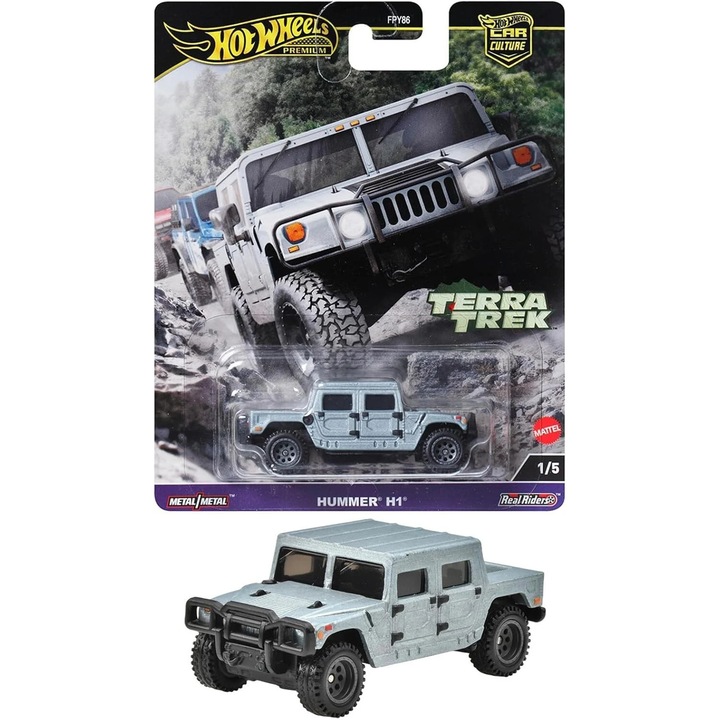 Masinuta Metalica Hummer H1 Hot Wheels Premium Car Culture TerraTrek - 1:64, HRV90