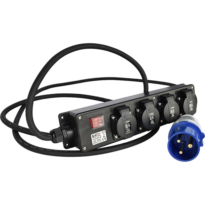 KONNER & SOHNEN KS EX3M-4S hosszabbító, 5000W, 3m, 4 aljzat 16A, IP44