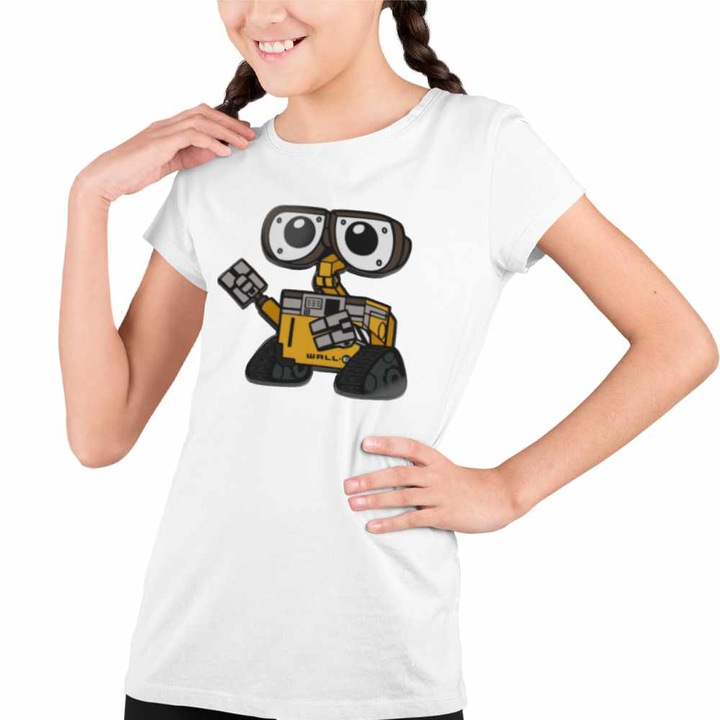 Tricou Copii Fete Wall-E Robot Viitor SF Reciclare, Fehér