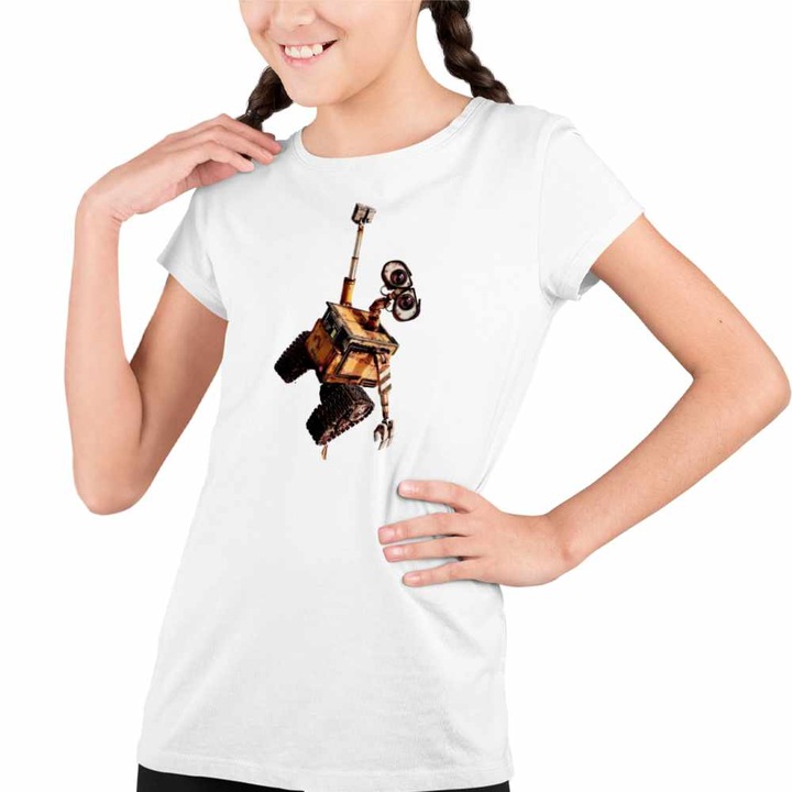 Tricou Copii Fete Wall-E Agatat Greiere Viitor SF Robotel Reciclare, Fehér