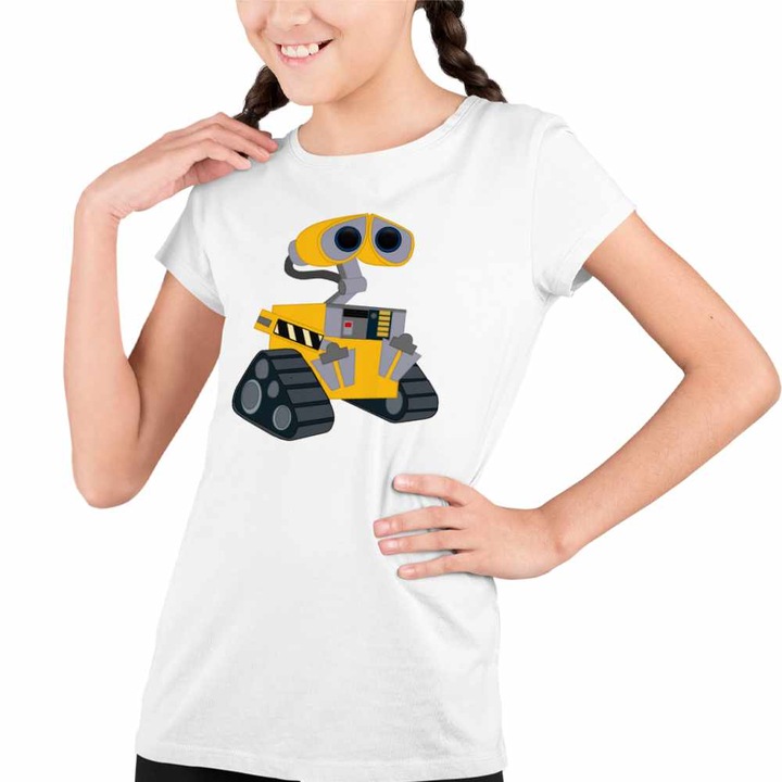 Tricou Copii Fete Wall-E Aventuri Viitor SF Robot Gunoi Reciclat, Fehér