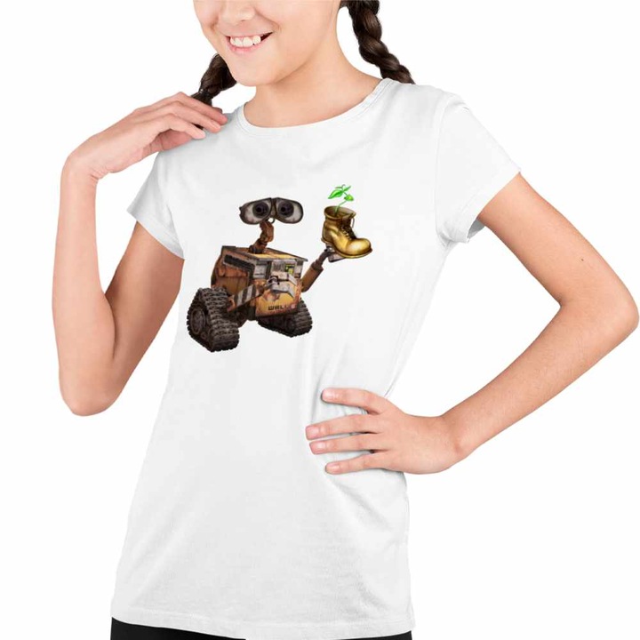 Tricou Copii Fete Wall-E Planta Floare Cizma Bocanc Papuc Robot Viitor, Fehér